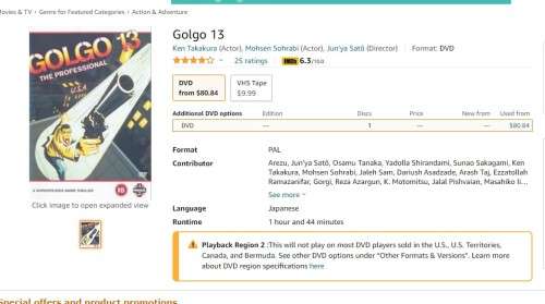 Japanese Anime\Manga Golgo 13 The Professional 2002 DVD R1200+ RARE