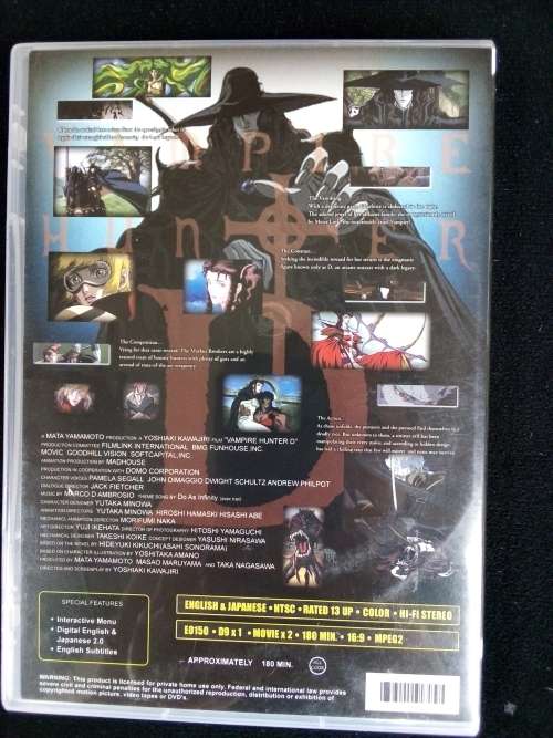 Japanese Anime\Manga  Vamipre Hunter D Blood Lust 2000 DVD R500+  RARE