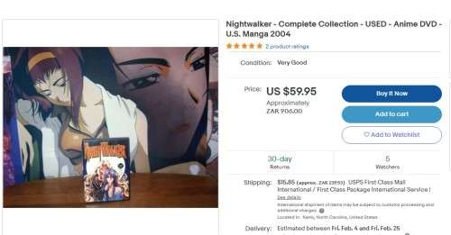 Japanese Anime\Manga Night Walker 2 Disk DVD 2004 R900+ RARE