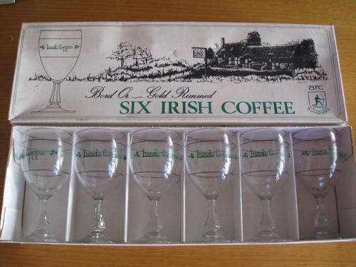 Irish coffee glasses with gilded rim in original box - Luminarc France