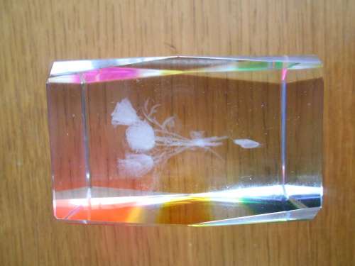 Decorative `I LOVE YOU` glass paperweight (in original box)