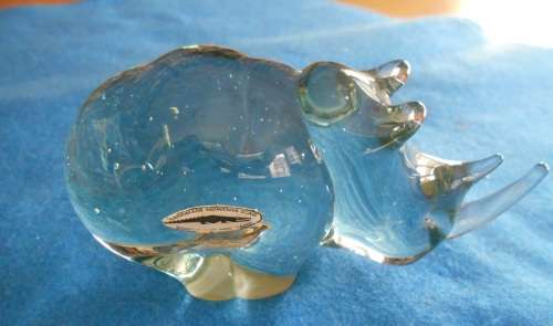 Ngwenya glass rhino --swaziland-figurine Large