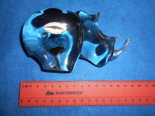 Ngwenya glass rhino --swaziland-figurine Large