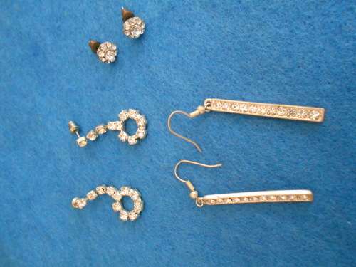 3 pair of faux diamond earrings