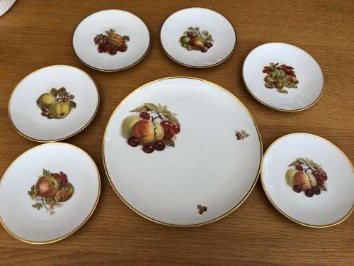 Bavarian fruit plates (Alboth & Kaiser, Germany) x 6, serving platter x1