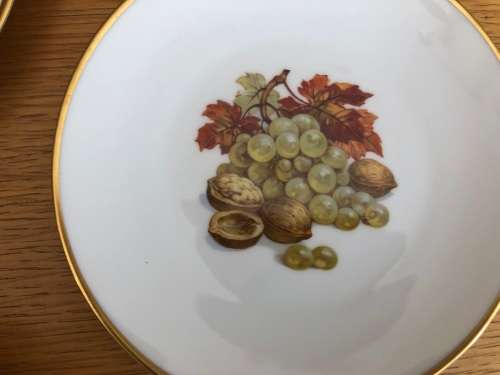 Bavarian fruit plates (Alboth & Kaiser, Germany) x 6, serving platter x1