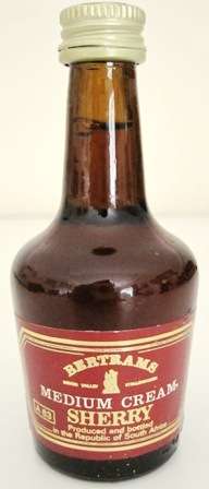 MINIATURE BERTRAMS MEDIUM CREAM SHERRY - SEALED / UNOPENED (Glass bottle)