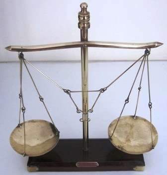 BRASS OPIUM SCALE ON MAHOGANY BASE - *Collector's Item*