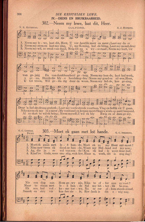 Lied Gesang Psalm Halleluja Afrikaans Kerk Gereformeerd Hervormd Nederduitse Totius Gerdener Musiek Kerkmusiek