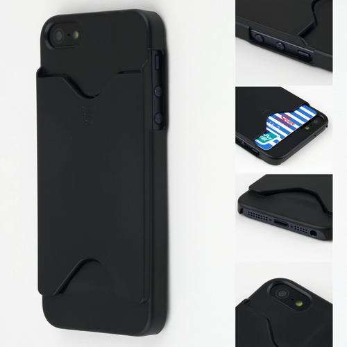 Black hard back iphone 5/5s cover case with ID or Credit Card Holder Slot