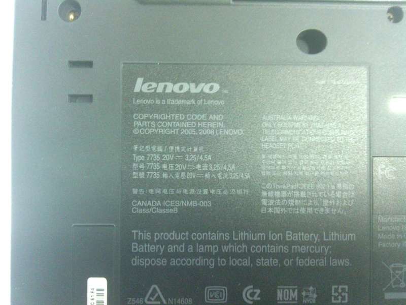 Lenovo ThinkPad R61 Core 2 Duo T7500 2.20GHz HDD 80GB RAM 1GB 15.4inch TFT