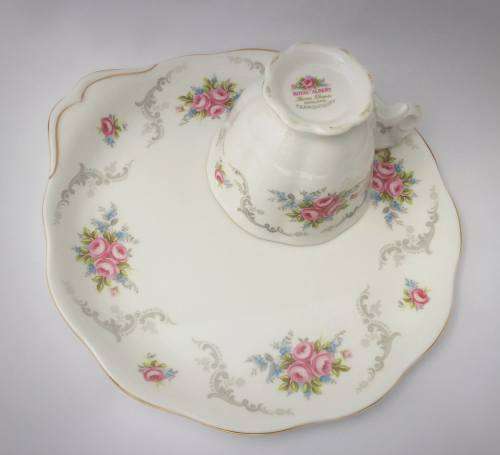 A really pretty Royal Albert "Tranquility" Snack set with a large plate.