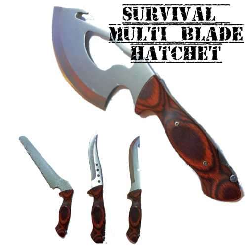 The Exchanger 4PC (hatchet/2size blades/saw) wooden handle