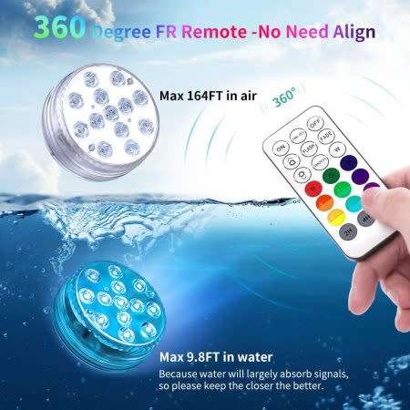 Outdoor Submersible LED Lights Waterproof 10 LED RGB Underwater Fishing Lamp Pond Fountain Lights