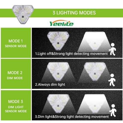 Crystal 62led solar wall rainproof ip65 activated light with 3 modes motion sensor