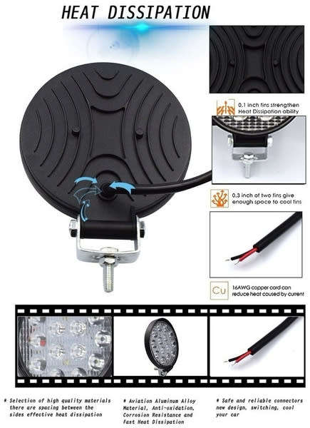 SUV LED Bakkie 4x4 Motorcycle Boat Headlight Spotlight 27W 3.5 Inch Round