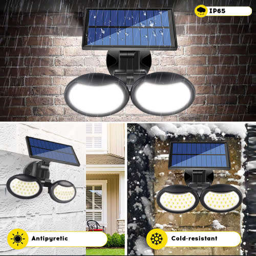 56 LEDs Solar Double Head Wall Lamp Outdoor IP65 Waterproof