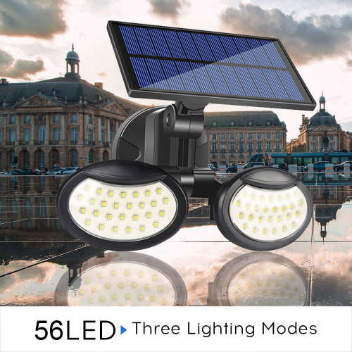56 LEDs Solar Double Head Wall Lamp Outdoor IP65 Waterproof