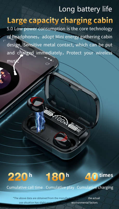 Wireless 3D Touch Earphone Earbuds With Voice Assist and Leather Look Casing