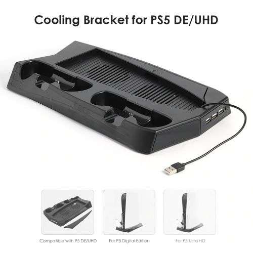 `Ultimate PS5 Gaming Station: Cooling Stand for Console, Controller, and Games for Enhanced Gaming
