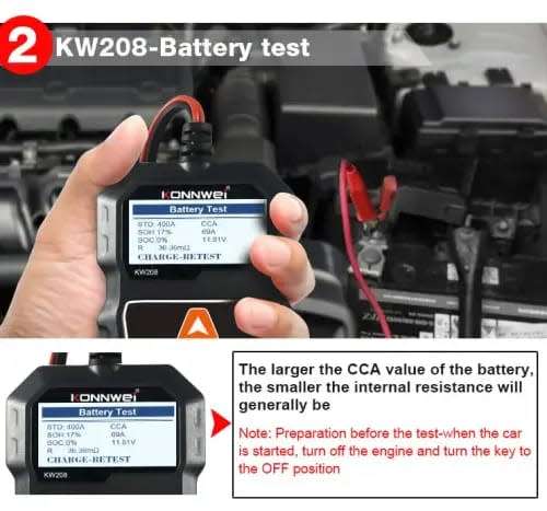Konnwei KW208 Battery CCA Load & Alternator Tester 12V