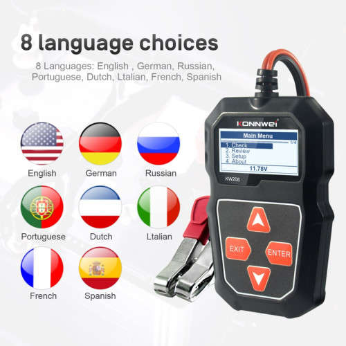 Konnwei KW208 Battery CCA Load & Alternator Tester 12V