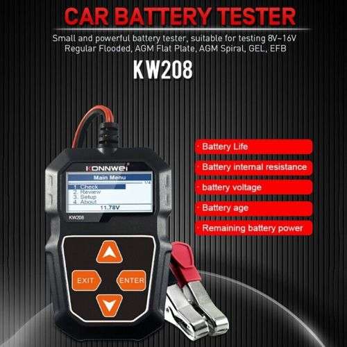Konnwei KW208 Battery CCA Load & Alternator Tester 12V