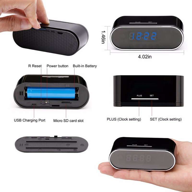 1080P HD WIFI IP IR Clock Spy Camera