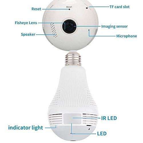 Indoor Home Security 360 Panoramic WIFI Screw On Bulb Camera