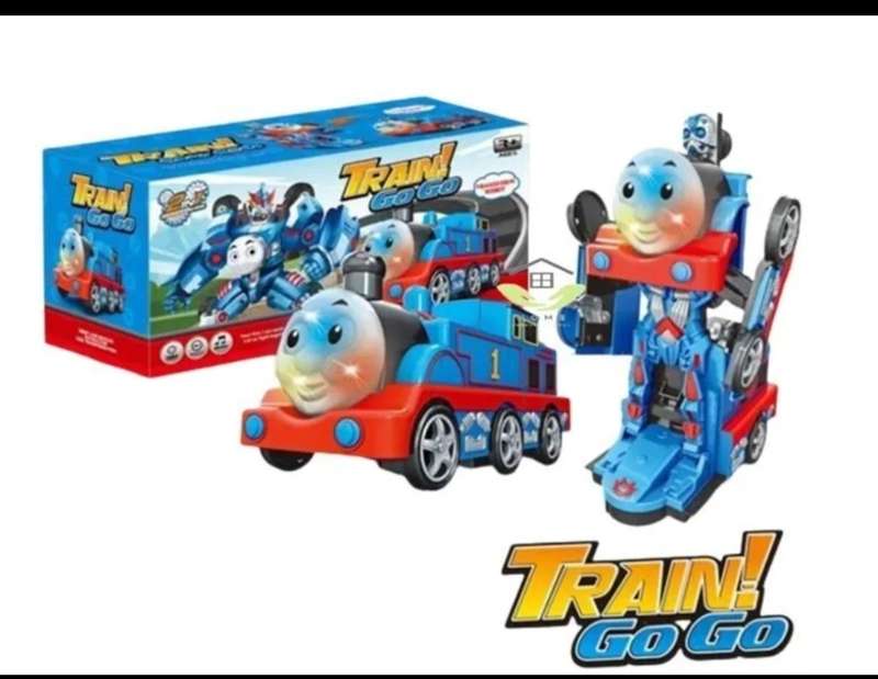 2 In 1 Deformation Train GoGo thomas transform Car/Robot with Light & Sound -