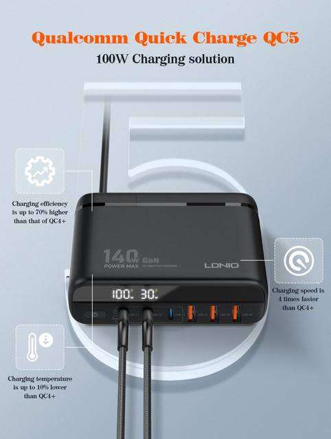 140W Super Fast Multiport Changer Station LDNIO A6140C 6 Ports