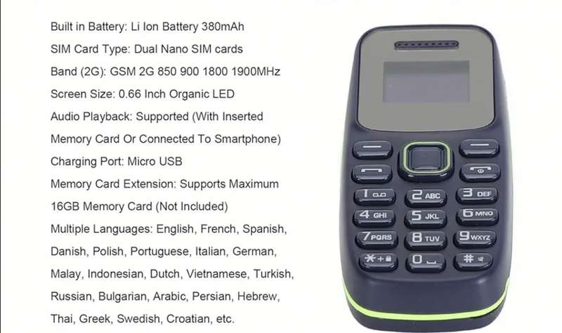 BM310 Mini Mobile Phones Dual SIM Card Slots 2G GSM 0.66Inch Bluetooth Cellphone
