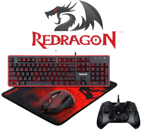 Redragon Gaming Bundle - S107 Essential 3 IN 1 Gaming Combo & SparkFox Wired Controller - PC / XBOX