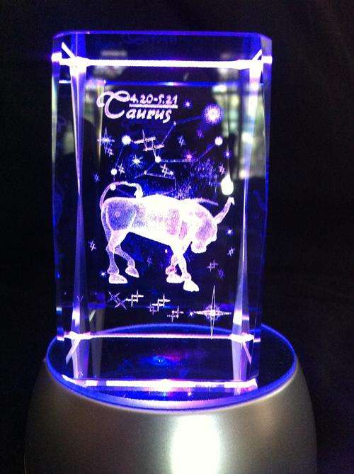 3D Taurus star sign with LED display table