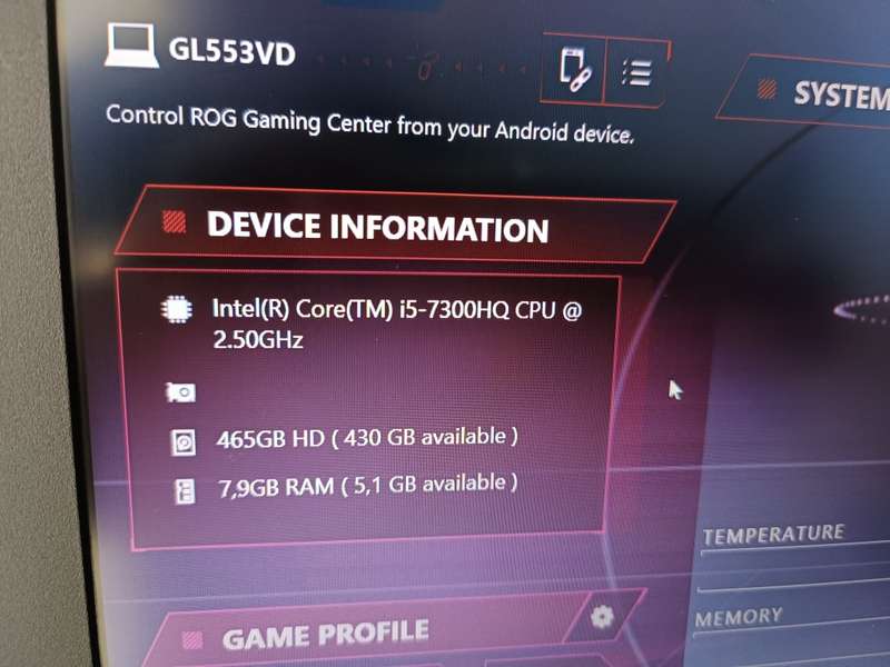 Asus Republic of Gaming Laptop i5 GL553VD