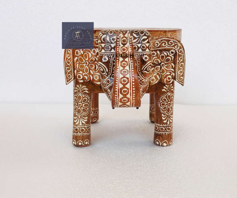 Elephant Stool Wood Elephant Chair Wooden Elephant Table Elephant Stool India Handicraft Art