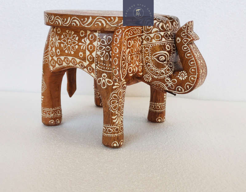 Elephant Stool Wood Elephant Chair Wooden Elephant Table Elephant Stool India Handicraft Art