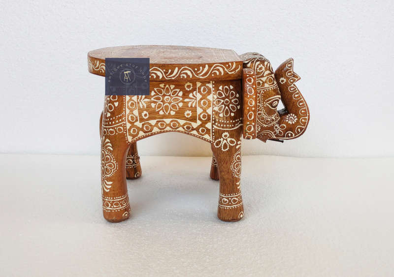 Elephant Stool Wood Elephant Chair Wooden Elephant Table Elephant Stool India Handicraft Art