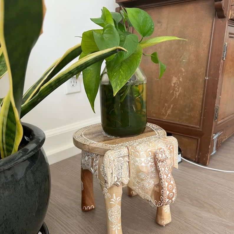 Elephant Stool Wood Elephant Chair Wooden Elephant Table Elephant Stool India Handicraft Art