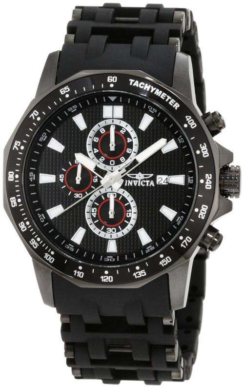 R12999!!!! Invicta Men's 1933 Sea Spider Chronograph Black Textured Dial Black Polyurethane Watch