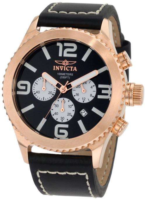 **R7999** Invicta Men's 1429 II Collection Chronograph Black Dial Leather Watch