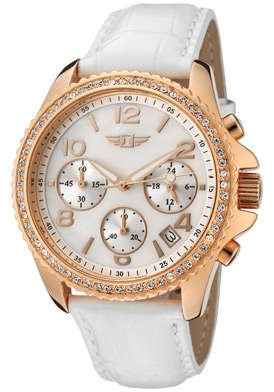 **R8999** INVICTA Women's Chronograph WhIte CRystal White MOTHER OF PEARL Dial White Genuine Leather