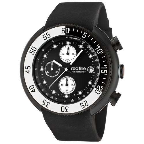 **R8999** Red line Men's Diver Chronograph BLACK Dial BLACK Silicone Watch