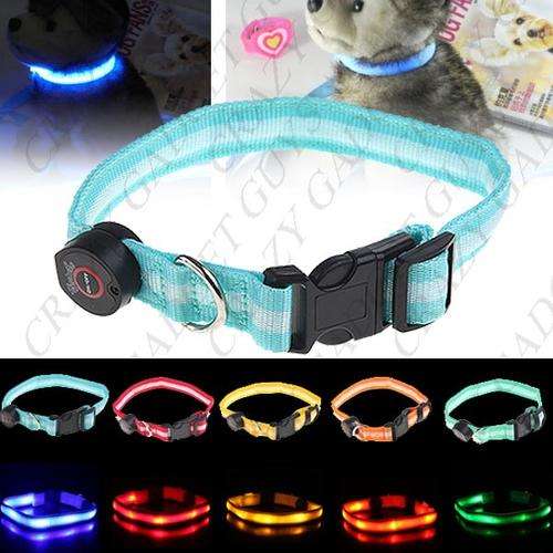 Pet Dog Night Safe Flashing Light LED Nylon Buckle Collar Neck Strap