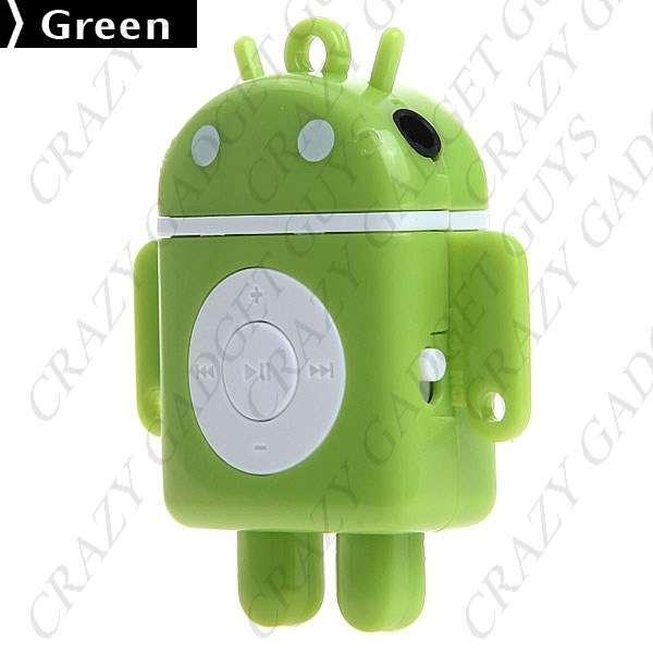 Android Robot Style Portable MP3 Player Music Player with TF Card Slot