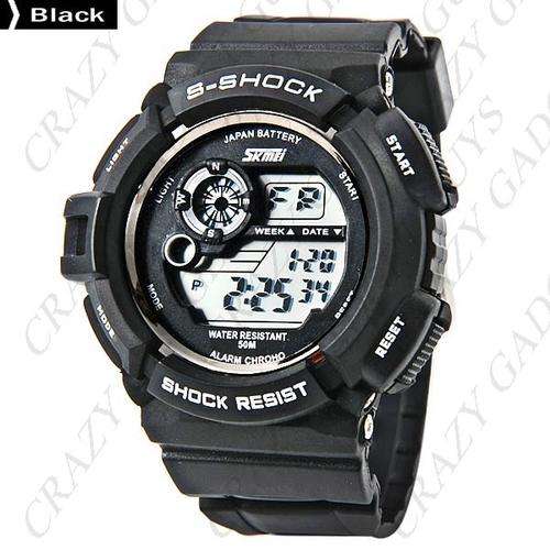 50M Waterproof Digital Sports Watch Wristwatch w/ Silicone Band & LED Backlight f Men
