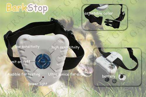 White Innovative Shield-shaped Button Battery Powered Ultrasonic Anti-bark Bark-stop No-barking Dog