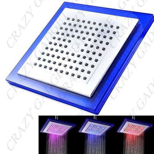 8-inch 8-LED Heat Temperature Sensor RGB Color Changing LED Ceiling Shower Bathroom Shower Head Ligh