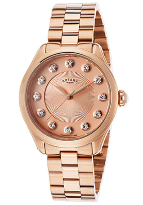 **R9999** ROTARYWomen's Rose Tone Stainless Steel Rose Tone Dial WITH BOX AND PAPERS
