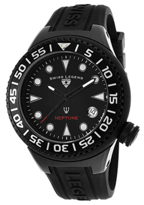 **R6999** SWISS LEGEND Men's Neptune (44 mm) Black Steel Case Black Silicone